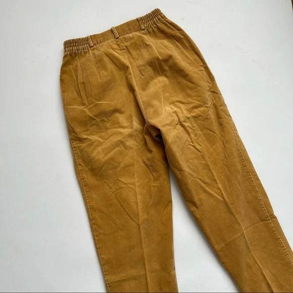 Vintage High Waisted Golden Yellow Corduroy Flat Back Pants size 6P - Picture 5 of 7